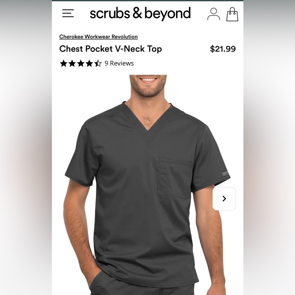 Pewter v-neck men’s scrub top NWT IN PACKAGING